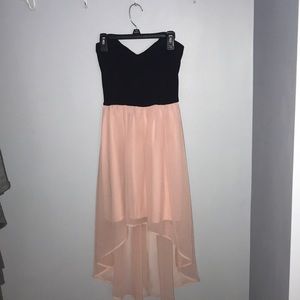 Black and pink high low dress